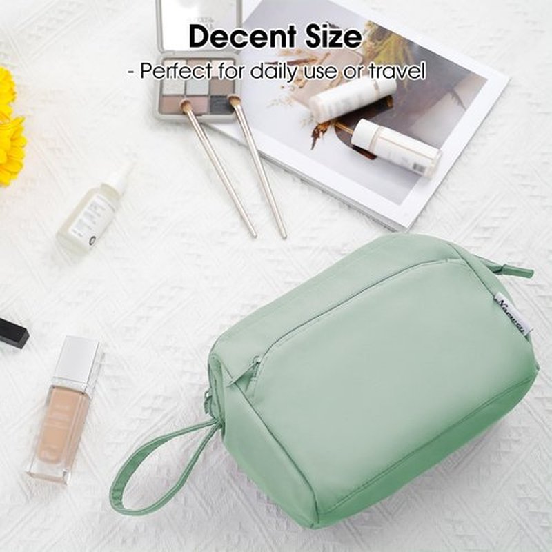 Narwey Large Makeup Bag Women Wide-open Make up Bag Travel Cosmetic Bag Organizer Toiletry Bag for Cosmetics Toiletries Accessories (Mint Green)