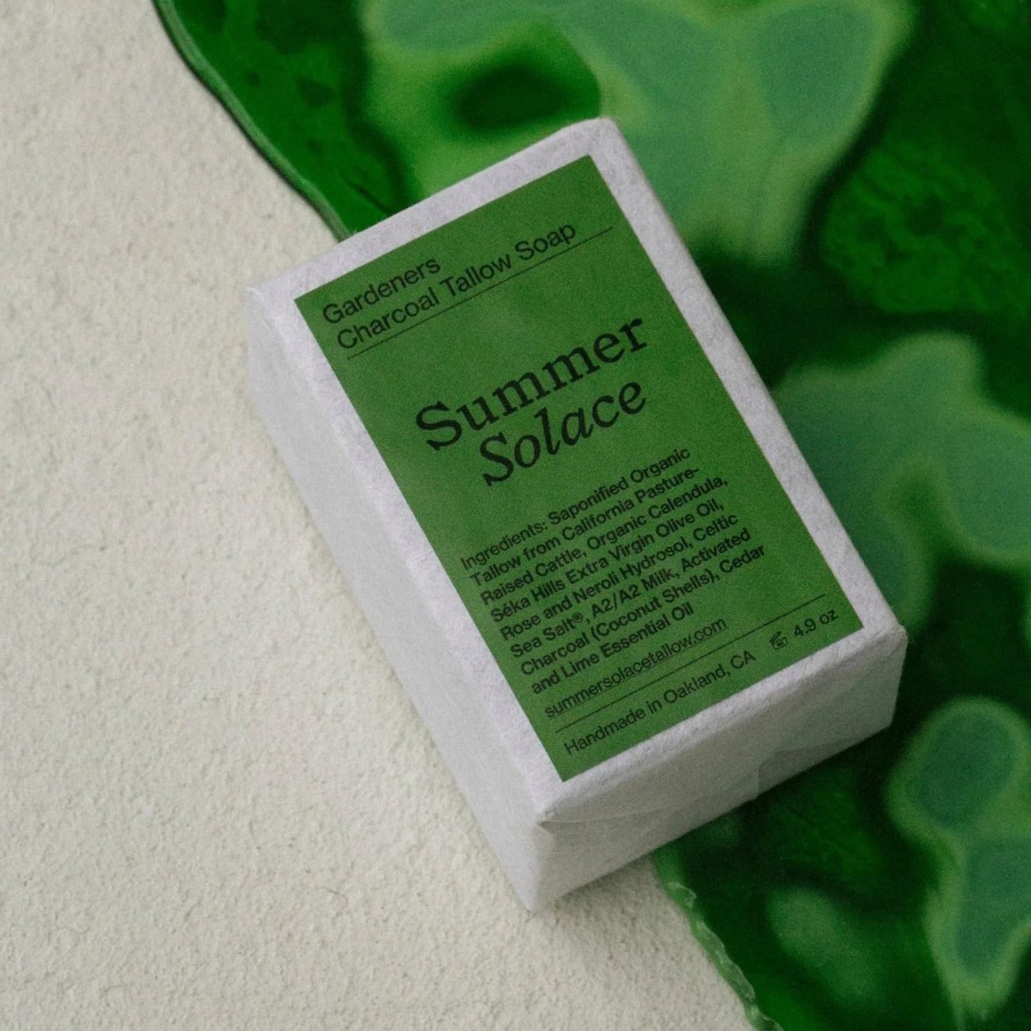 Summer Solace Tallow Soap Bar All-Natural Face & Body Wash Brick Exfoliating Deeply Cleansing & Soothing for Dry, Hardworking Hands Activated Charcoal Bar Soap 3.5oz (Gardeners)