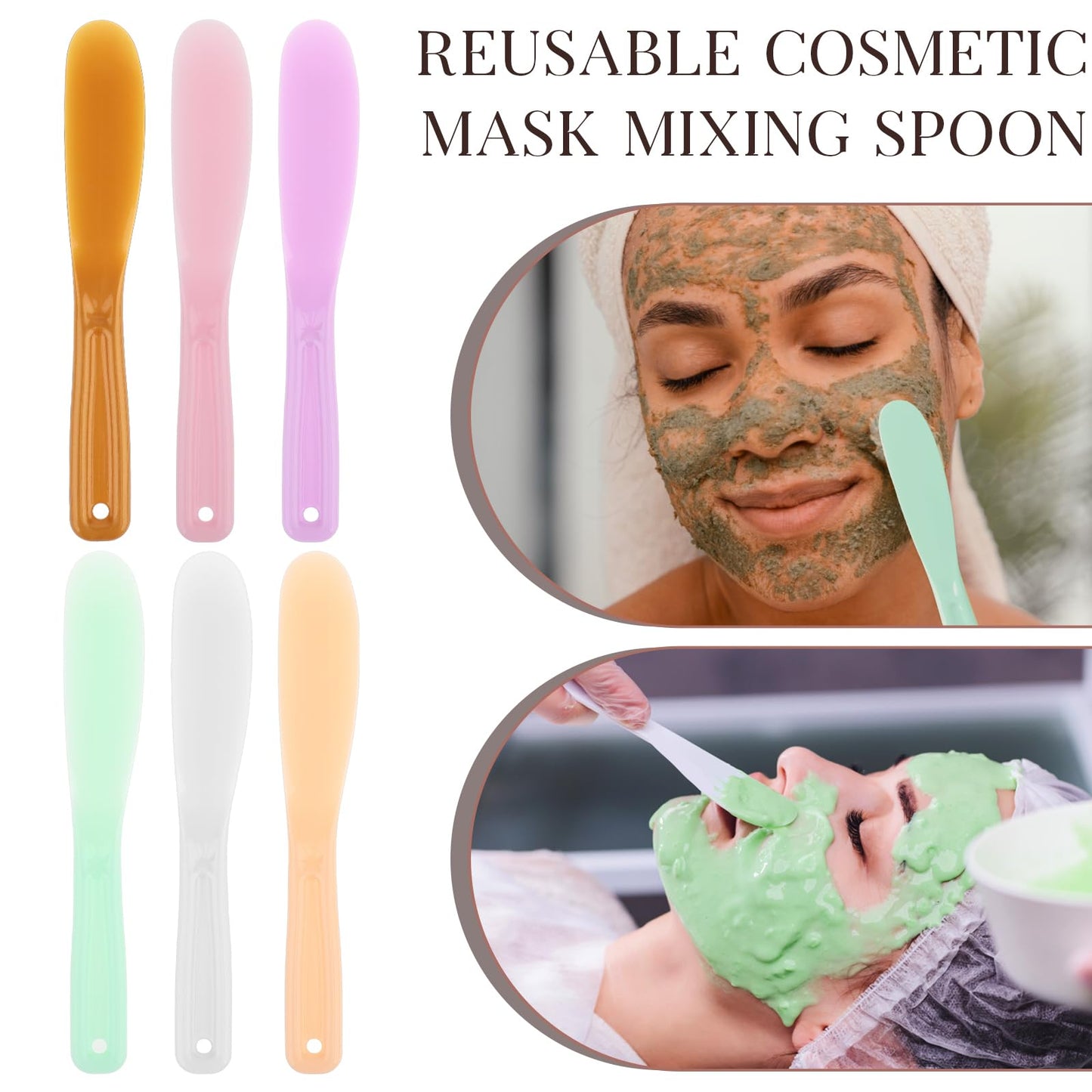 Qianyu 6Pcs Large Makeup Scoops Spatulas Plastic Cosmetic Spatula Face Mask Spoon Stick Applicator Beauty Spa Facial Skin Care Tools for DIY Cream Lotions Moisturizers Mixing and Sampling