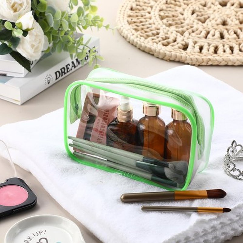Weewooday 12 Pieces Clear Cosmetics Bag PVC Zippered Clear Toiletry Carry Pouch Cosmetic Makeup Bag Waterproof Makeup Bag Vinyl Plastic Organizer Case for Vacation Bathroom(Medium,Bright Color)