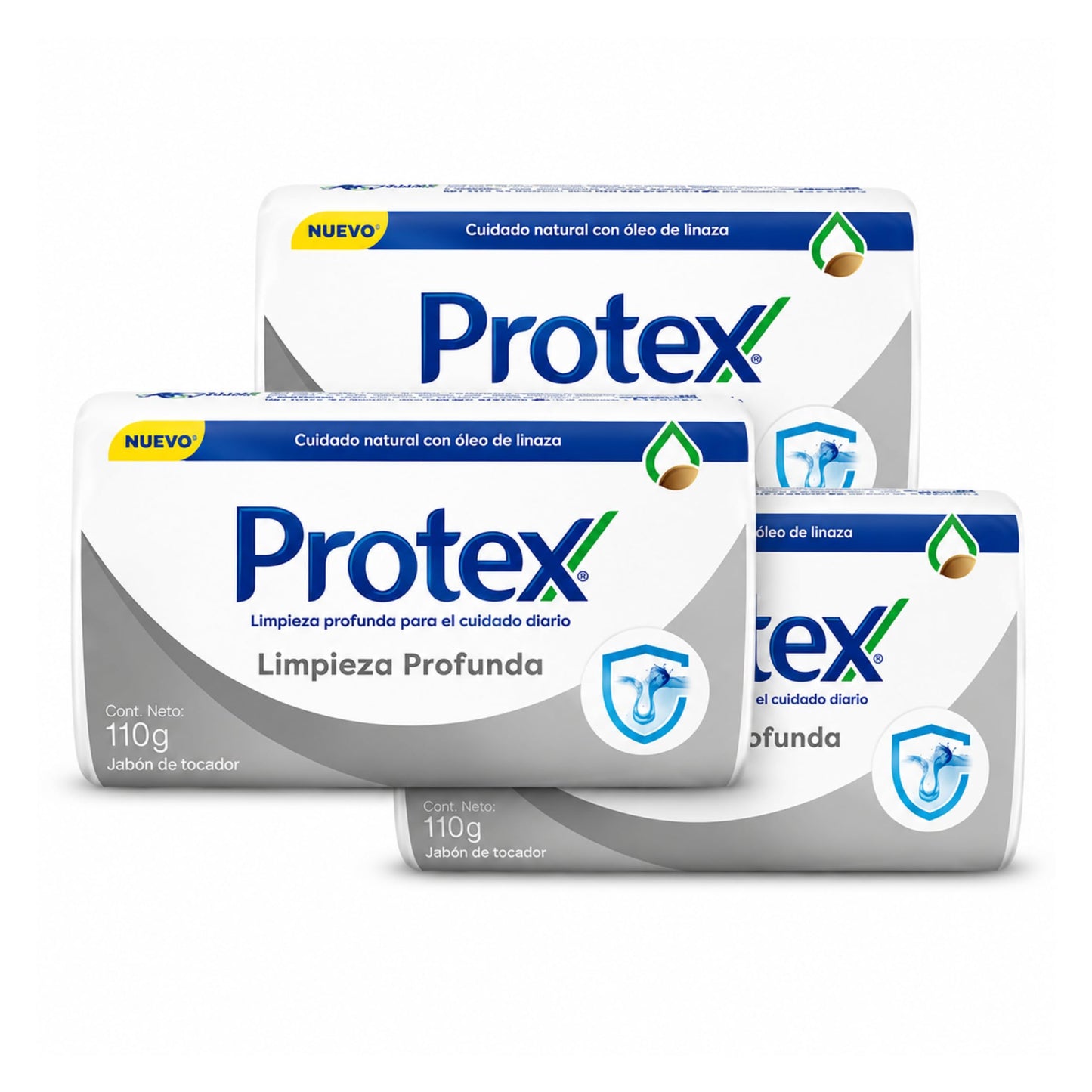 Protexx Deep Clean Body Soap Bars, 3 Pack, 110g Each, Daily Cleansing Bath Soap