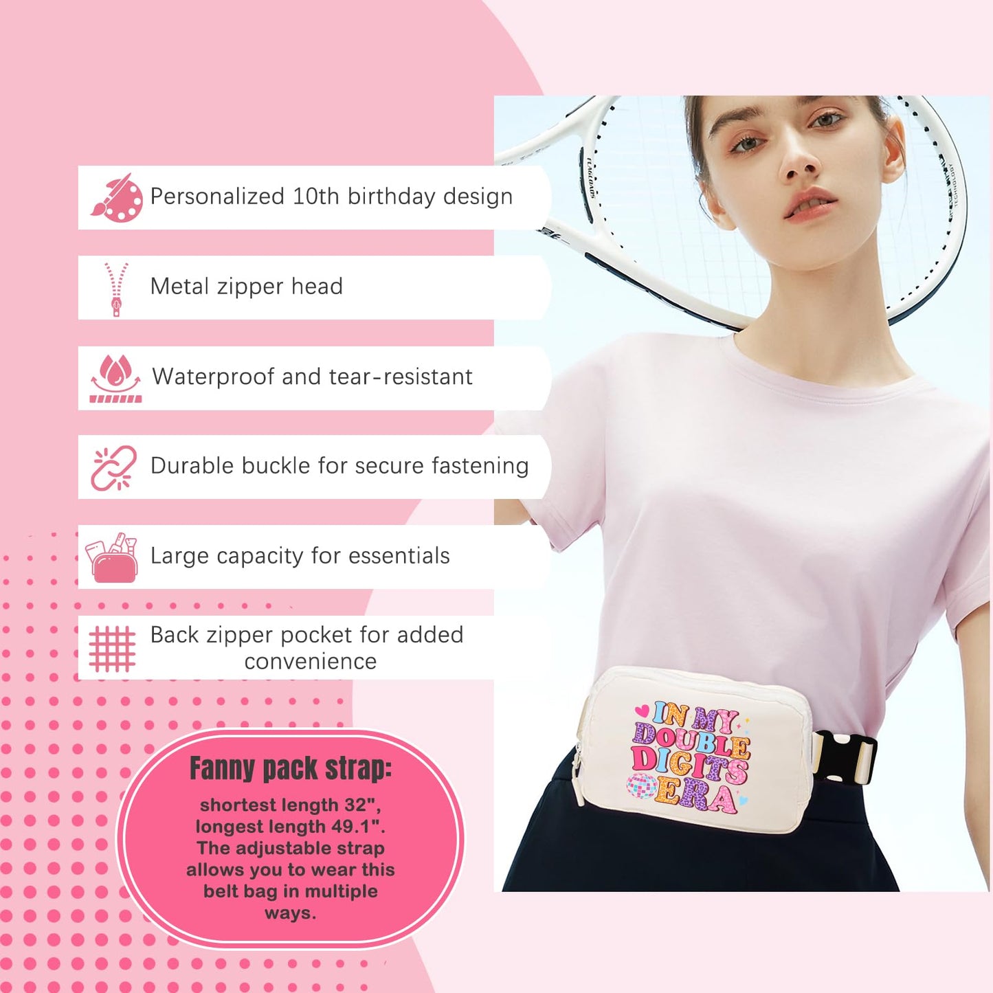 Frerdui 10 Year Old Girl Birthday Gifts, 10th Birthday Gifts for Girls, Popular Gift 10 Year Old Gifts for Double Digits Birthday Girl W/In My Double Digits Era Cup Fanny Pack
