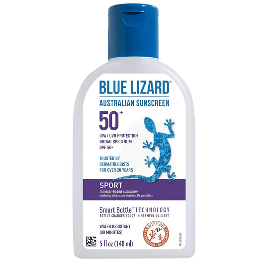 Blue Lizard Sport Sunscreen Lotion - Mineral-Based SPF 50+ for Active Protection - 5 oz