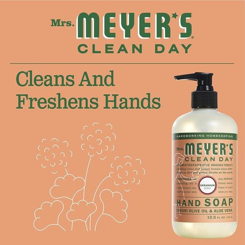 MRS. MEYER'S CLEAN DAY Hand Soap, Geranium, Made with Essential Oils, 12.5 oz- Pack of 2