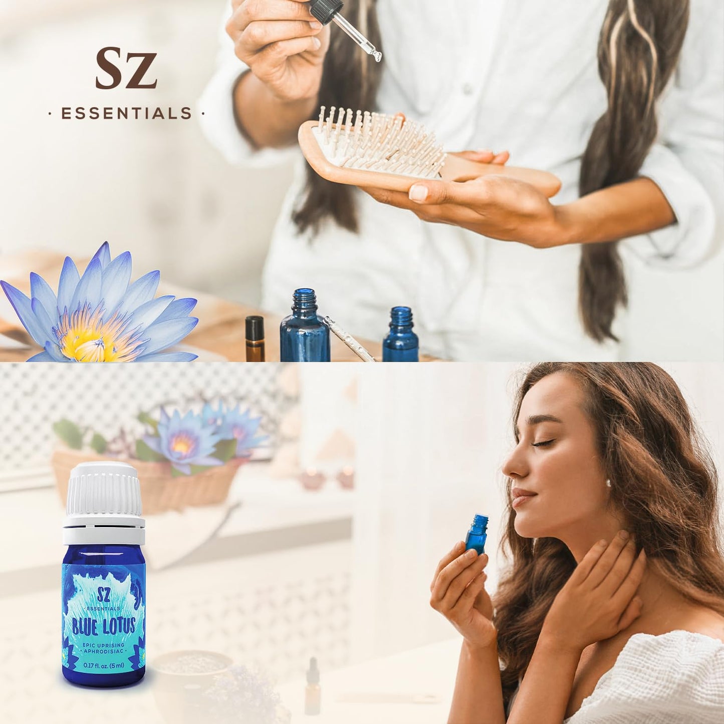 SZ Essentials - Blue Lotus Essential Oil 100% Pure, Undiluted Oil - Extracted from Nymphaea Caerulea - Rich & Sweet Scent with Fruity Overtones - Therapeutic Grade & Vegan - 0.17oz (5ml)