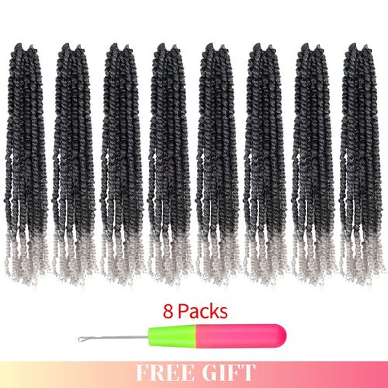 The BOHOBABE Long Pre-twisted Passion Twist Crochet Hair 20 Inch Pre-looped Long Gray Crochet Passion Twist Braiding Hair 8 Packs Soft Bohemian Twists (T1B/grey)