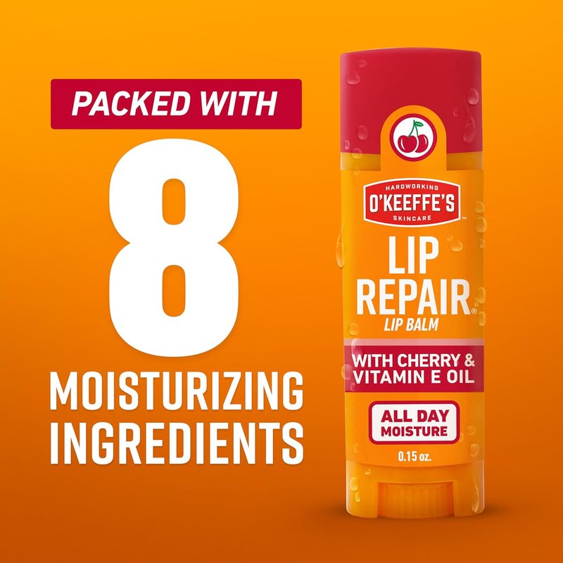 O'Keeffe's Lip Repair Balm - Cherry & Vitamin E Moisturizer for Extremely Dry Lips | Twin Pack