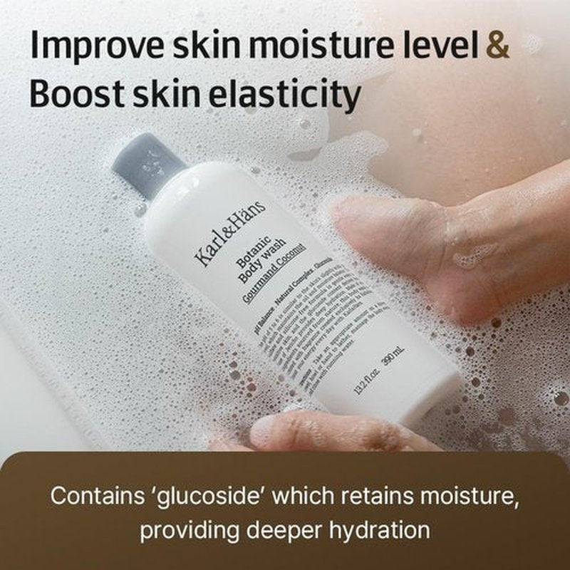 Karl&Hans Botanic Double Mint Vegan Body Wash - Organic, Moisturizing, Natural Shower Gel with Peppermint for Men and Women - Sulfate and Silicone-Free, 13.2 fl oz