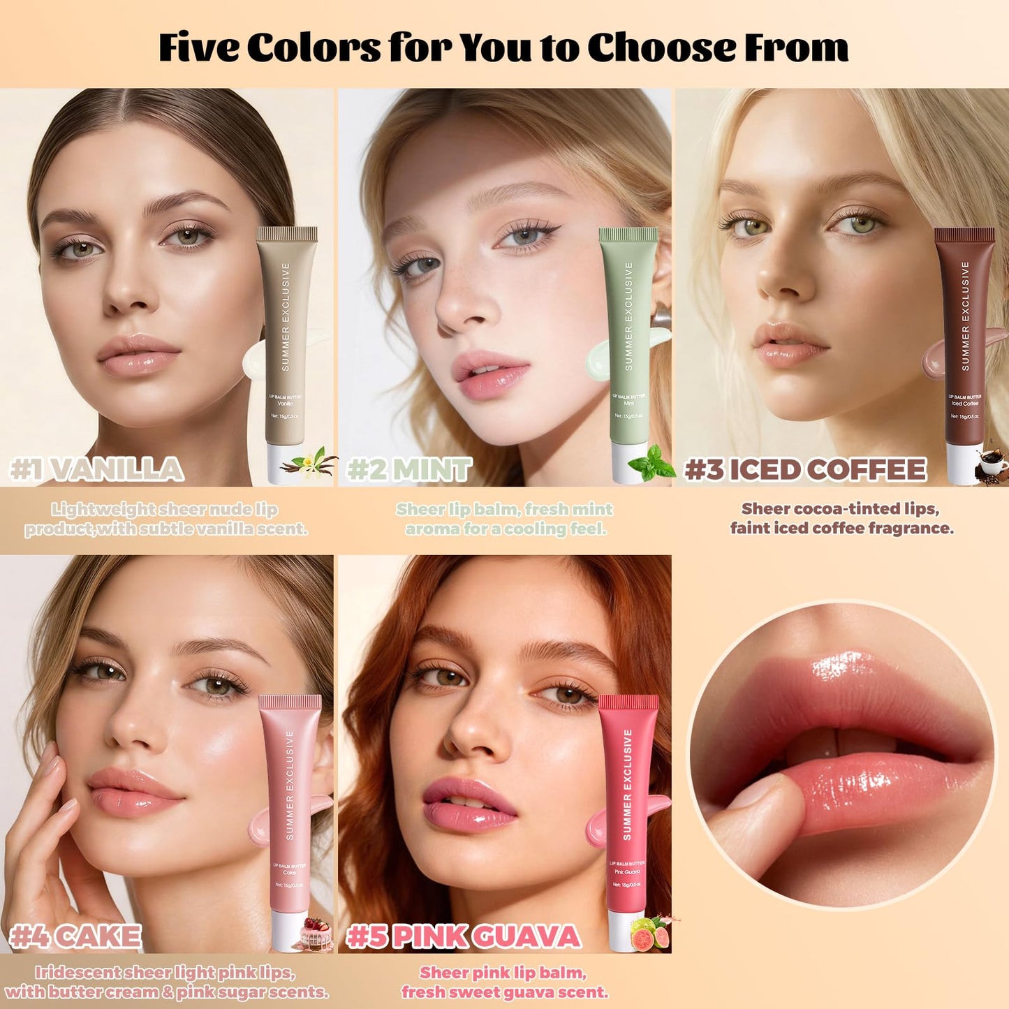 HULYHDP Summer Butter Lip Balm, Long-lasting Hydrating and Moisture, Natural Glow Non-Sticky Transfer-Proof, Nourishing for Dry Lips, Women-Focused Lip Care with Shea Butter (#Pink Guava, 1Pcs)