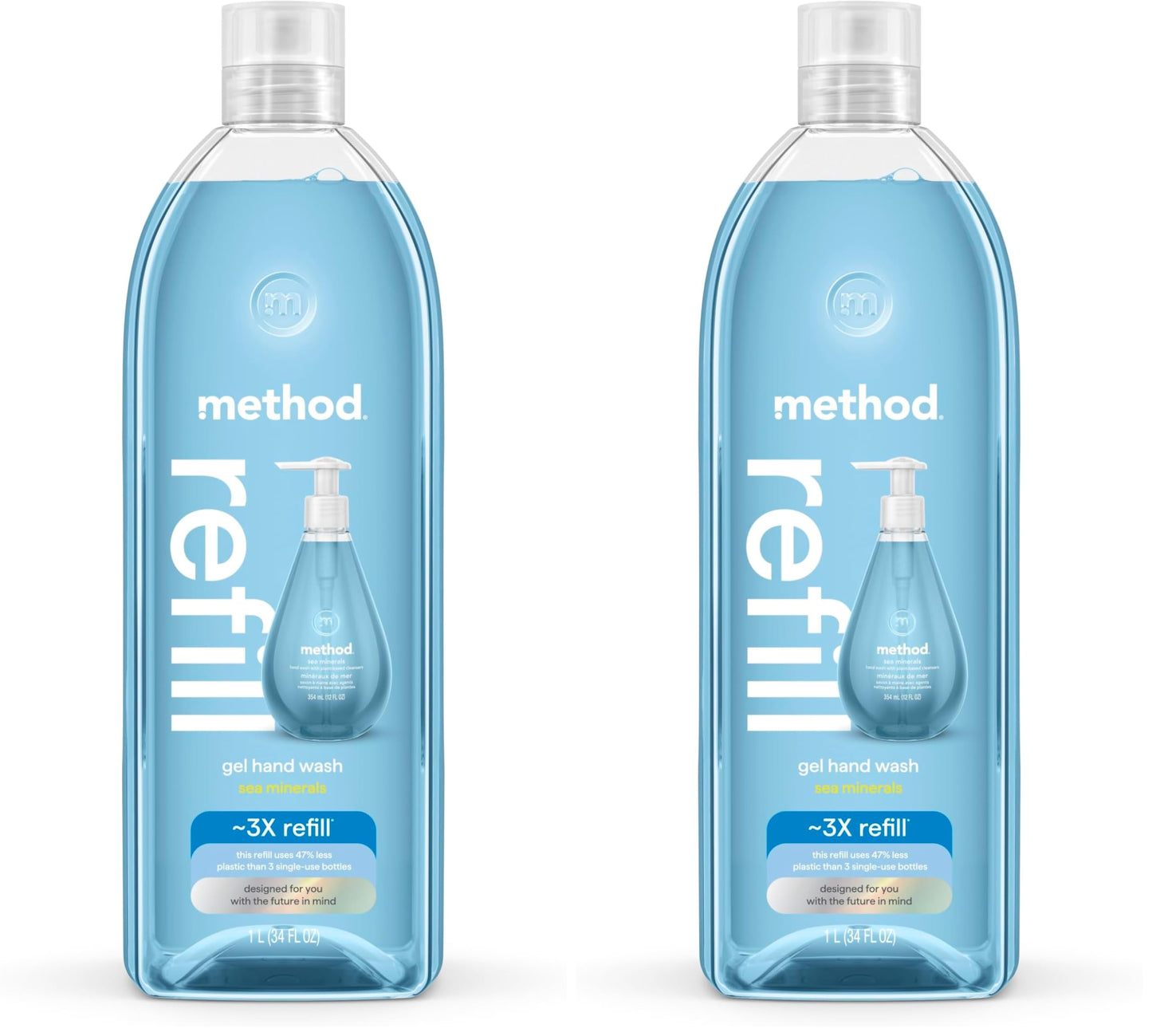 Method Gel Hand Soap Refill, Sea Minerals, Biodegradable Formula, 34 Fl Oz (Pack of 2)