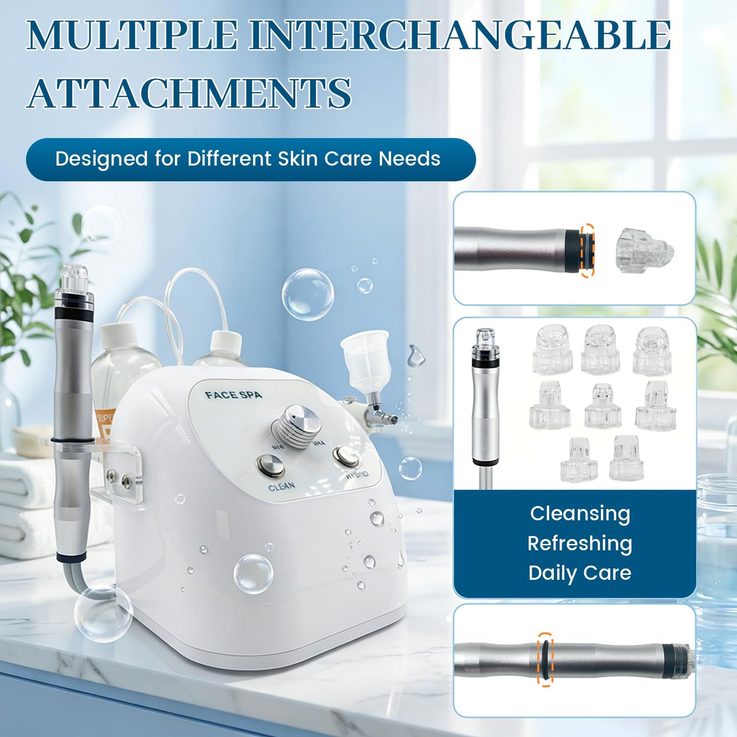 Hydrogen Oxygen Facial Machine for Home & Spa Use – Hydro Facial Machine Professional with Facial Vacuum, Water Oxygen Spray, Hydro Dermabrasion & Skin Care Device