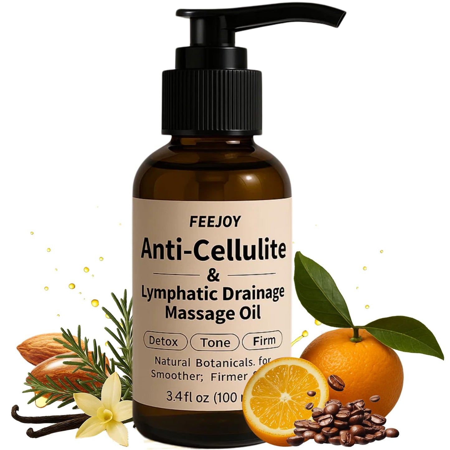Body Oil & Massage Oil, Body Firming Oil for Cellulite, Lymphatic Drainage, Skin Tightening & Stretch Marks, Massage Oil for Massage Therapy for Leg, Hip, Arm & Belly, Daily or After Shower Use