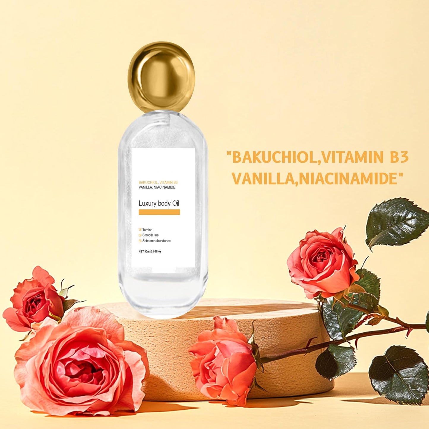 LMDGDS Luxury Vanilla Body Oil Hydrating & Shimmer for Radiant Smooth Skin and Long-Lasting Fragrance (90ml / 3.04oz)