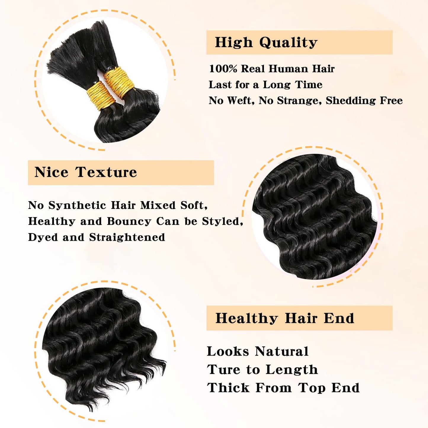 Human Braiding Hair for Boho Braids 2 Bundles 110g 22 Inch Deep Wave Bulk Human Boho Hair for Braiding No Weft Bundle 100% Brazilian Virgin Hair Extensions Curly Human Hair for Boho Knotless Braids