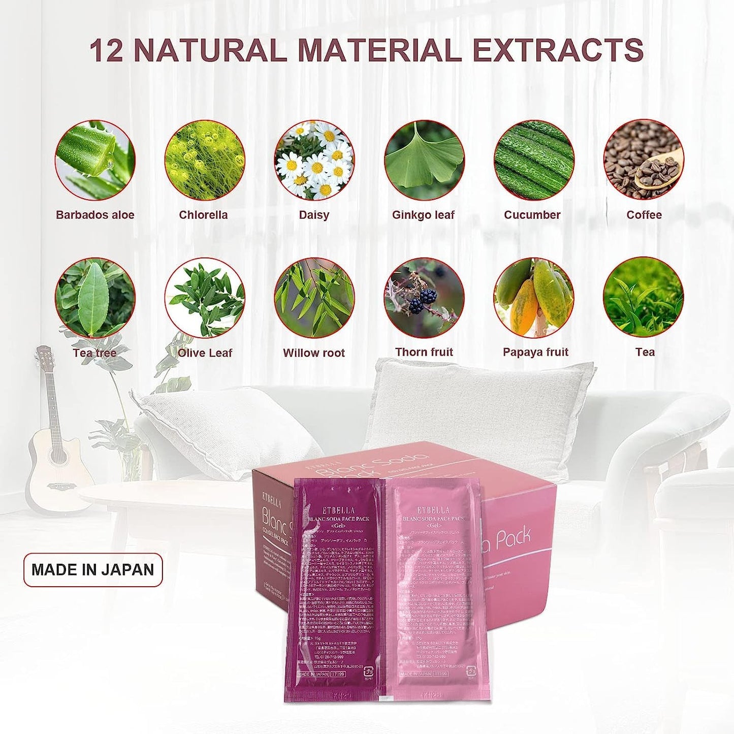 Elitzia CO2 Carboxy Gel Mask Spa Face Masks Skin Facial Care Moisturizing Brighten Natural Beauty 1 box 20 bags ET1719 (Pink)