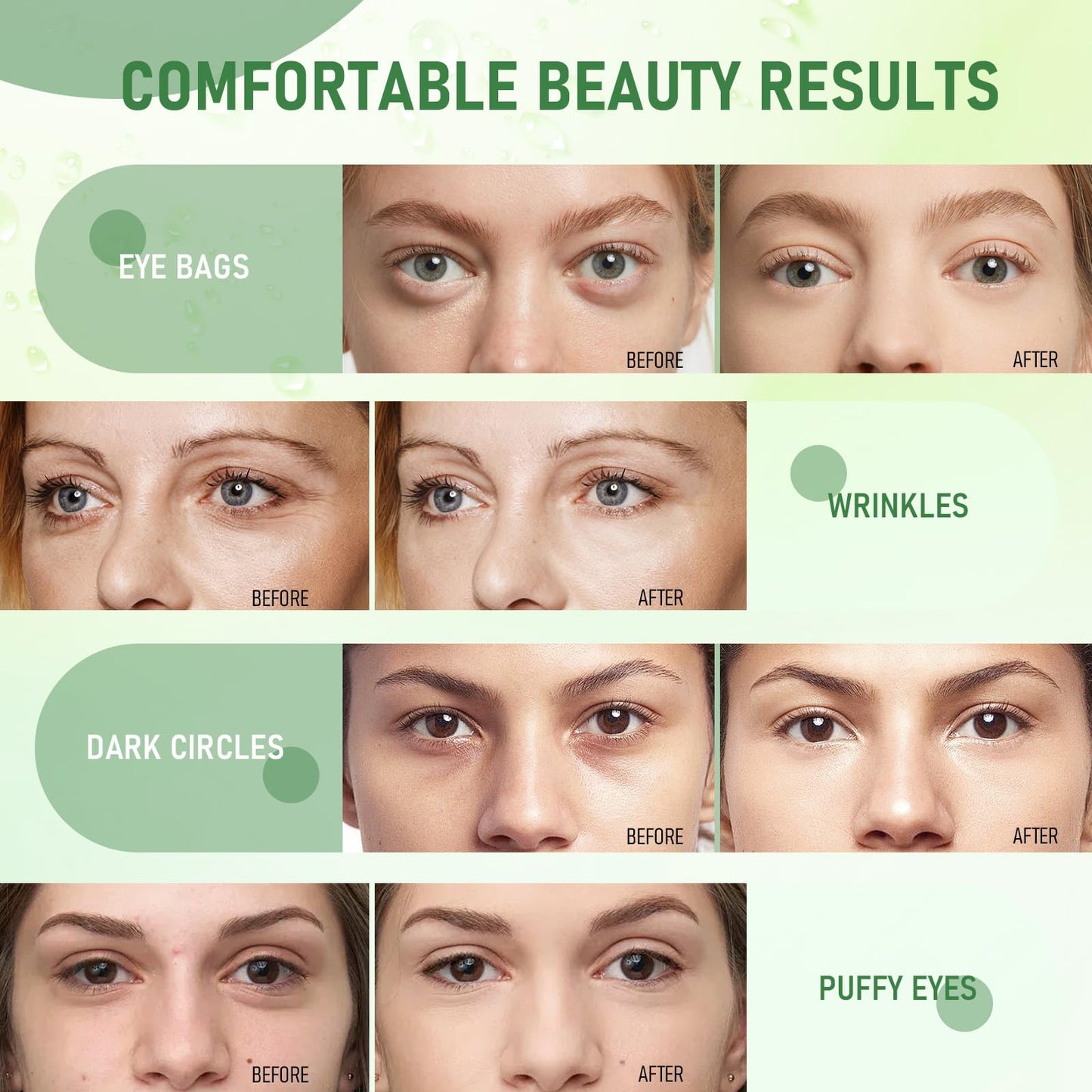 LAVONE Eye Mask - 30 Pairs Aloe Under Eye Patches Skin Care Products - Eye Masks Skincare for Dark Circles and Puffiness, Reduce Wrinkles, Eye Bags and Fine Lines, for Women and Man - Green