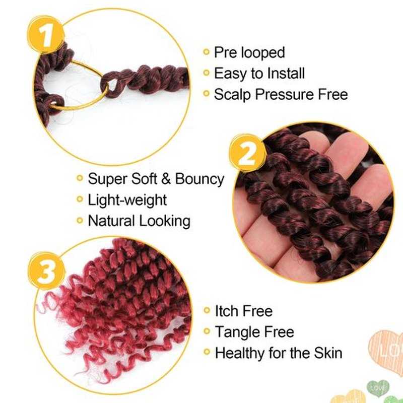 Passion Twist Hair 10 Inch 8 Packs, Pre Twisted Passion Twist Crochet Hair For Black Women, Pre Looped Passion Twist Curly Crochet Hair, Short Crochet Passion Twist Hair (10 Inch (Pack of 8), TBug#)