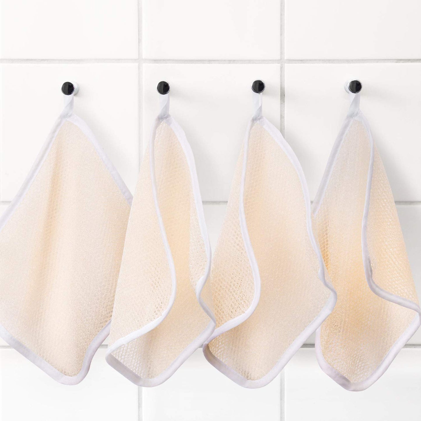 Tatuo 15 Packs Exfoliating Face Body Wash Cloths Towel Two Side Soft Weave Bath Cloth Exfoliating Scrubbing Massage Bath Towel for Women and Man(White Edge)