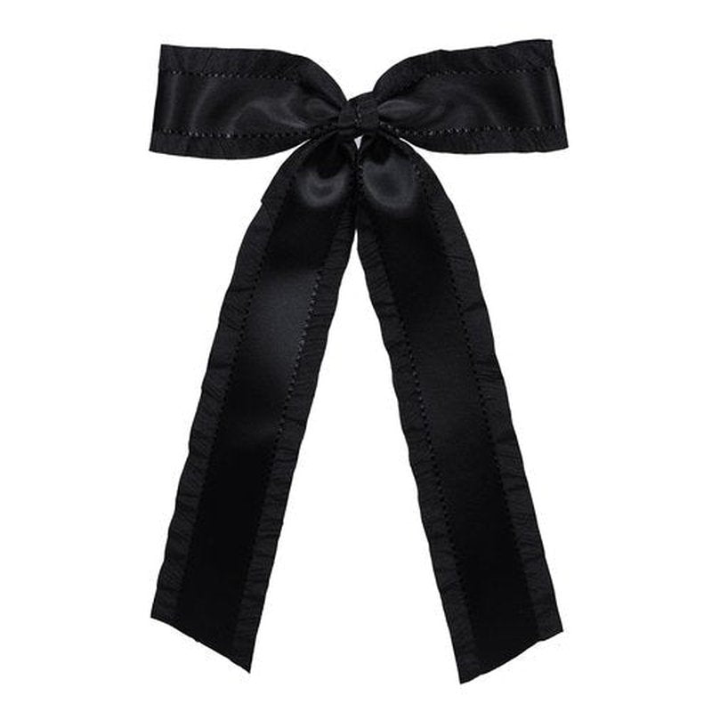 5.5in Large Long Tail Hair Bows Hair Clip Black Hair Ribbon Ponytail Holder Decor Accessories Slides Metal Clips Hair Bow for Women Girls Toddlers Teens Kids
