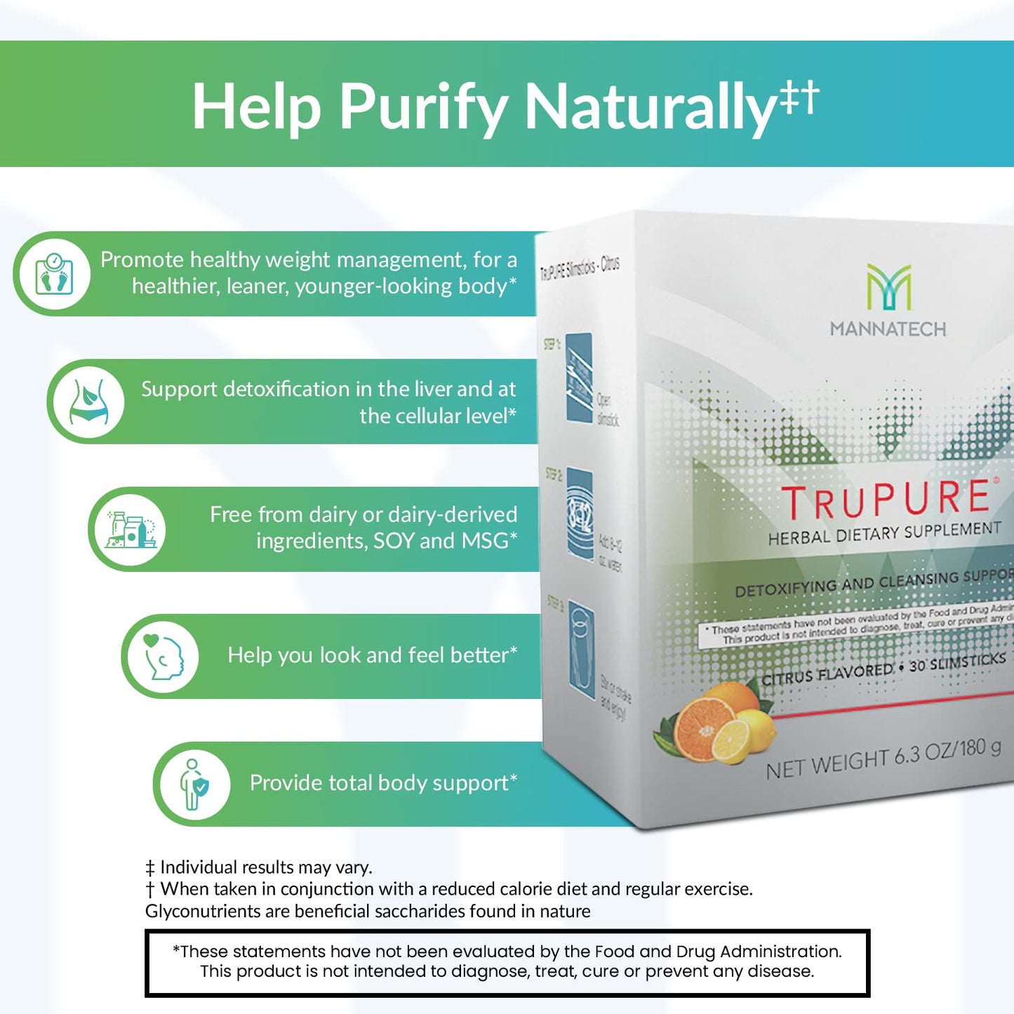 Mannatech TruPURE Cleanse 30 Slimsticks.