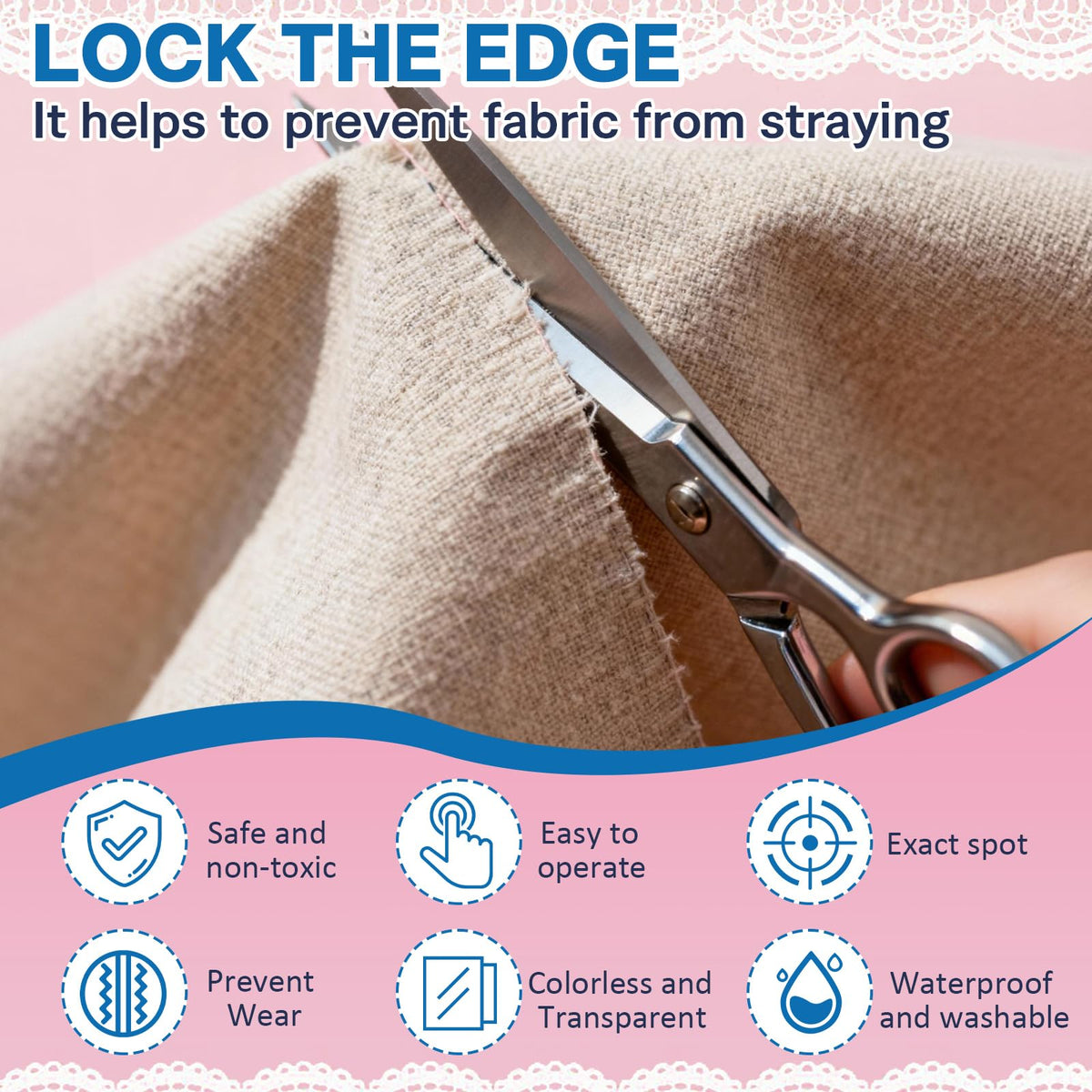 Xinyet 60ml Fray Stop for Fabric,Fray Check for Fabric Clear, Dried Clear Soft Flexible with Brush Wooden Scraper, Prevent Fraying and Edge Sealing Suit for Embroidery, Quilting,Stitchery