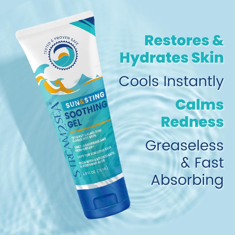 Sun & Sting Soothing Gel - After-Sun Care for Sunburn, Insect Bites & Jellyfish Stings | Antioxidant Blend with Aloe & Green Tea, 2.5 Fl Oz