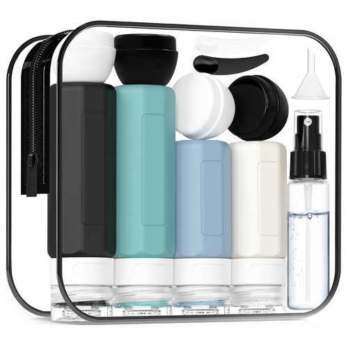 Ruinovate 17 Pack Travel Bottles for Toiletries, TSA Approved Travel Size Toiletries Bottles, Leak Proof Travel Size Containers, Travel Essentials for Body Wash, Shampoo, Lotion & Conditioner Blue