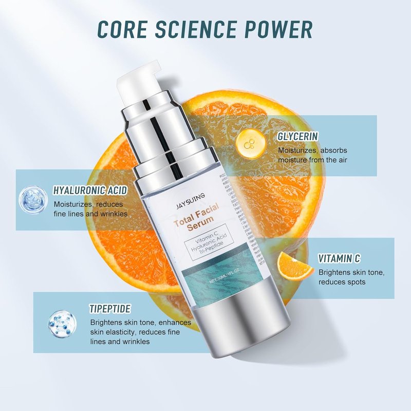 Vitamin C Serum - Anti-Aging Face Treatment with Hyaluronic Acid & Peptides | 1 fl oz, Dark Spot Corrector for Firming & Hydrating