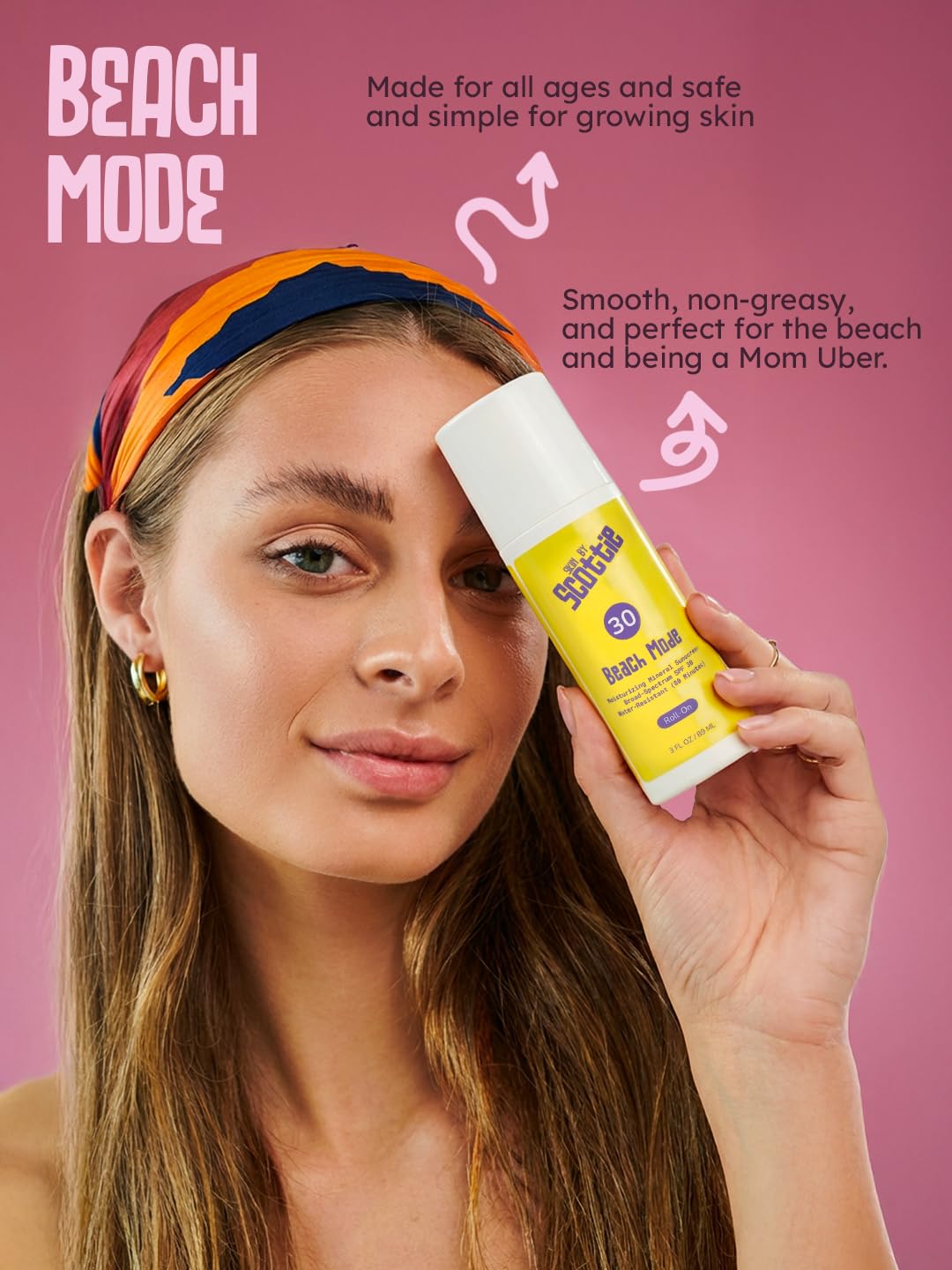 Skin by Scottie Beach Mode Roll-On SPF 30 Mineral Sunscreen 3 fl oz | Broad Spectrum Zinc Oxide & Titanium Dioxide | Water-Resistant Moisturizing Sunscreen for Face & Body. Sunscreen Stick