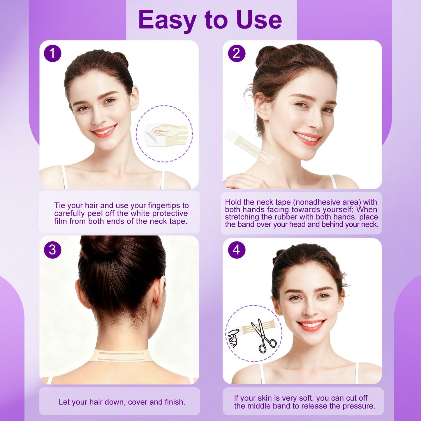 Loxbcin Neck Lift Tape Invisible, 10 PCS+4 Strips,Neck Tape Lifting Invisible,Neck Wrinkle Patches Behind,Face Lift Tapes for Women Sagging Wrinkles Turkey Double Chin
