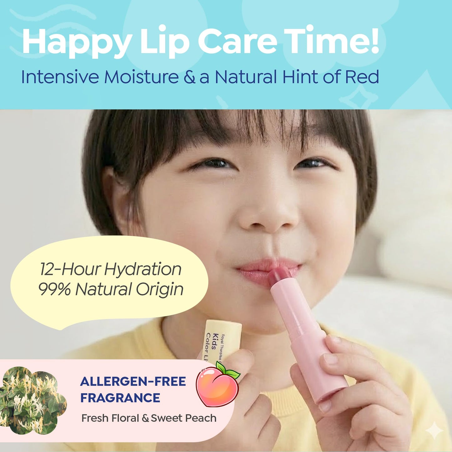 GOONGBE Kids' Color Lip Balm - Korean Kids Red Tint Lip Balm for Chapped and Cracked Lips with Natural Pigments - Hydrating Lips with Plant Oils and Shea Butter - Allergen Free Scent, 0.1 oz.