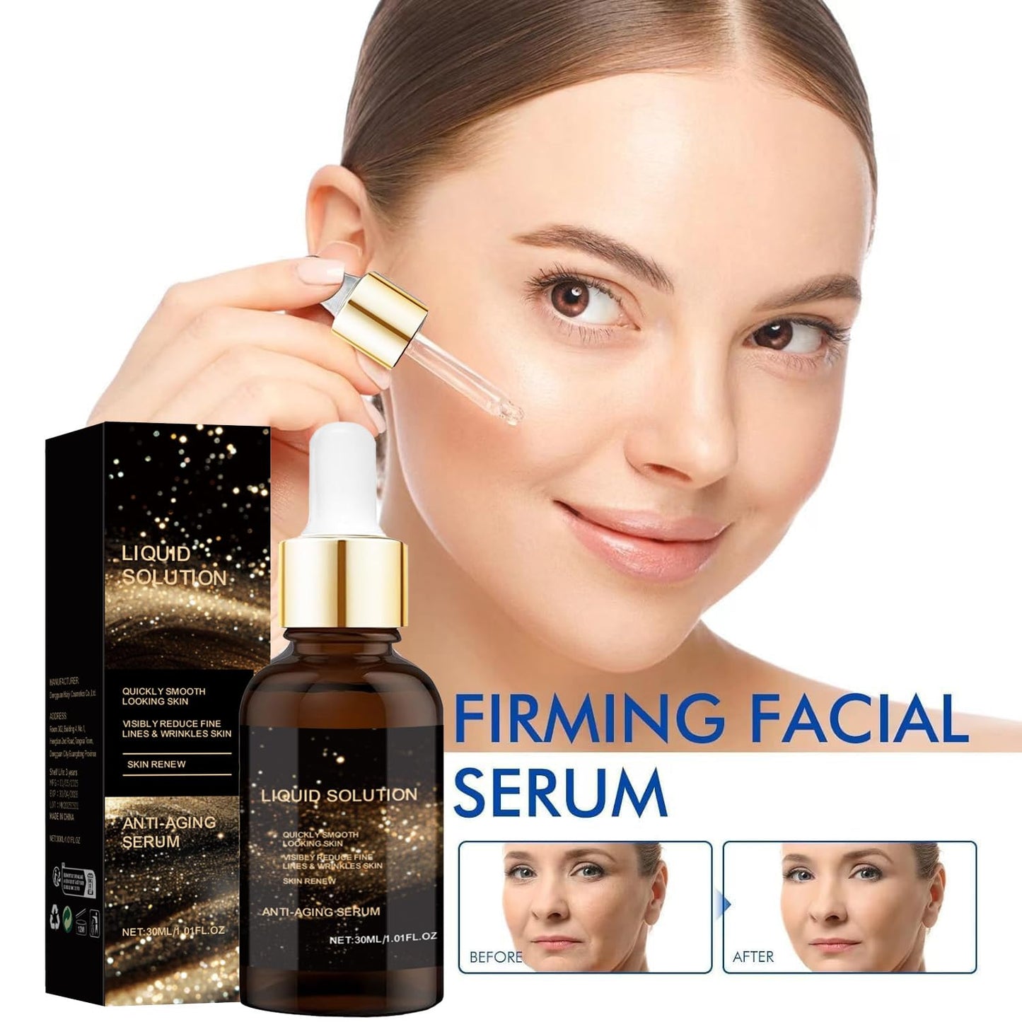Olavita Face Serum, Liquid Solution anti Aging Serum, Vitamin C & E, Anti Aging Face Tightening, Boost Skin Collagen, Reduce Wrinkles & Plump Skin. 2pcs