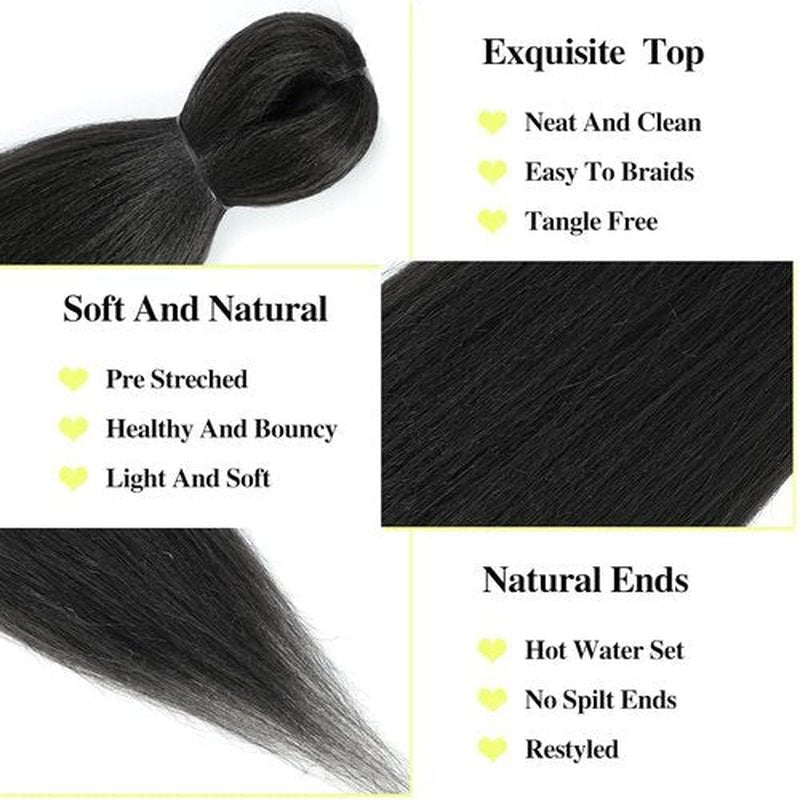 Pre Stretched Braiding Hair 14 Inch 8 Packs Long Braiding Hair Extensions Braiding Hair Pre Stretched Hot Water Setting Hair For Braids (14inch,2#)