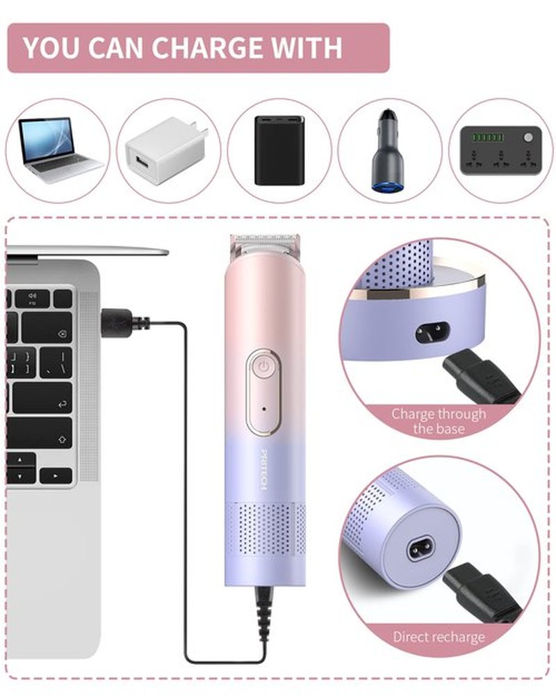 PRITECH Hair Trimmer for Women, Waterproof Bikini Trimmer, Rechargeable Pubic Hair Clippers and Trimmer, Electric Shaver for Women, Women Electric Razor, Hair Cut Kit, Barber Grooming Set, Mix Color