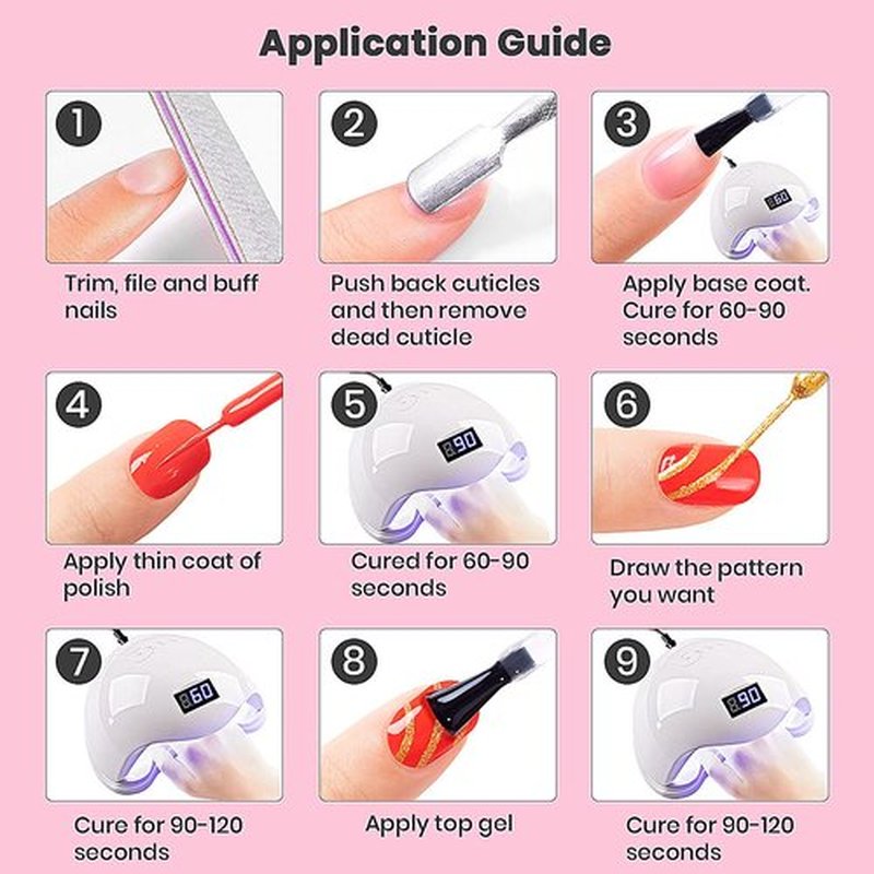 RARJSM Painted Nail Polish Set, 12 Colors Neon Pink Yellow Green Glitter Silver Gold Nail Art Painting Manicure Tools DIY Drawing Nail Gel for Line UV LED Required
