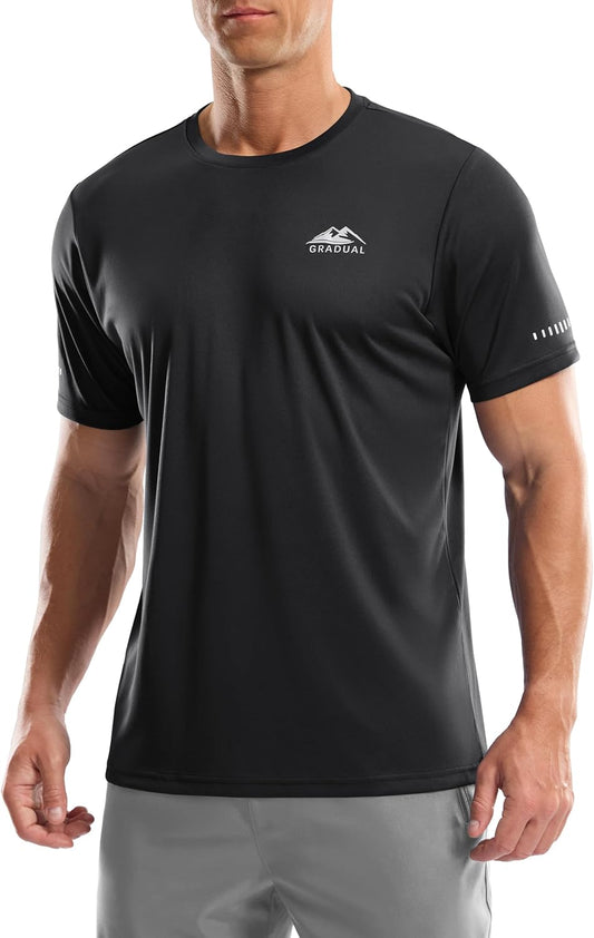 Men's UPF 50+ Sun Protection Workout T-Shirt - Moisture-Wicking Rash Guard for Beach & Hiking
