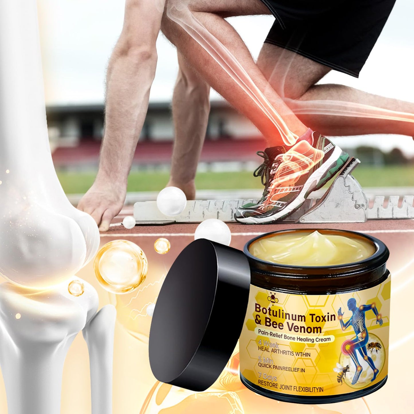 rubeonly 2Pcs Bee Venom Joint Gel Cream, Bee Venom Advanced Joint and Bone Cream, Advanced Professional New Bee Venom Professional Gel, for Back, Neck, Hands, Knee