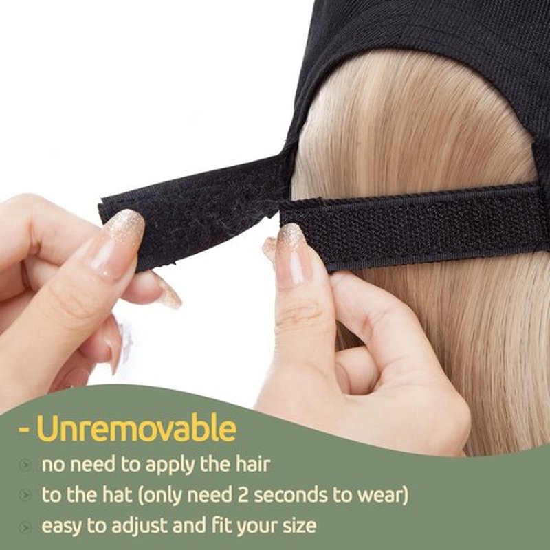 S-noilite 6" Baseball Hats with Hair Attached Short Bob Hairstyle Baseball Cap Wig with Hair Extensions Adjustable Straight Baseball Hat Bob Hair Wig for Women(6in, 16P613#)