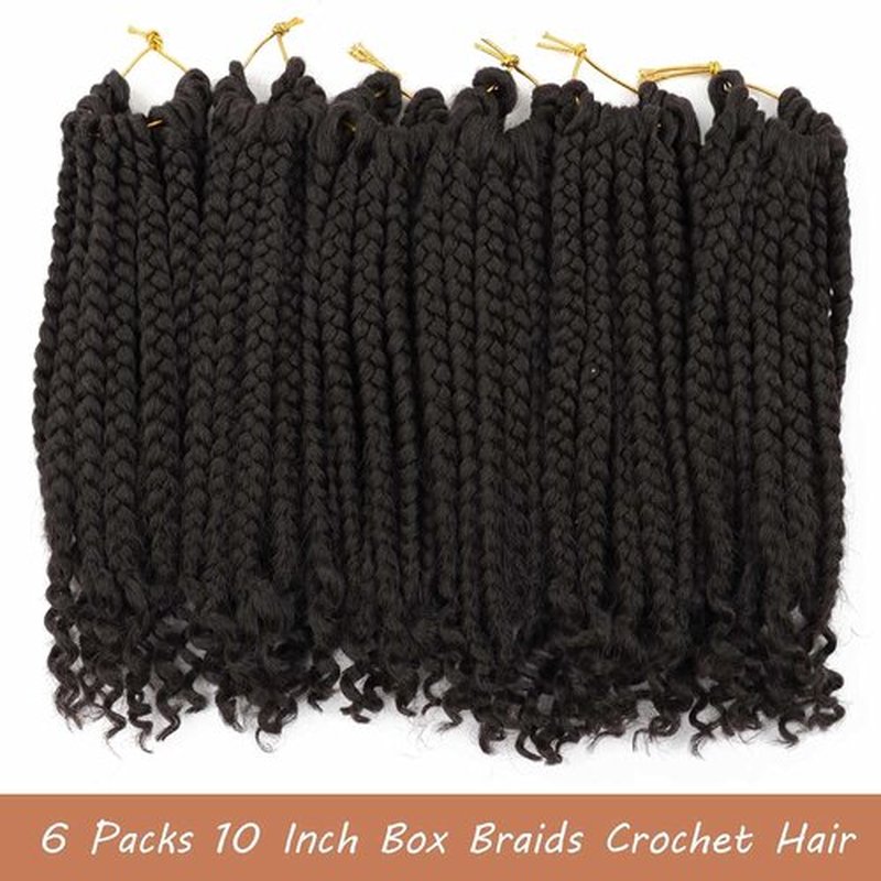 6 Packs Crochet Box Braids Curly Ends 10 Inch Crochet Braid Hair Bohemian Box Braid Crochet Hair for Black Women (4#, 10 Inch)