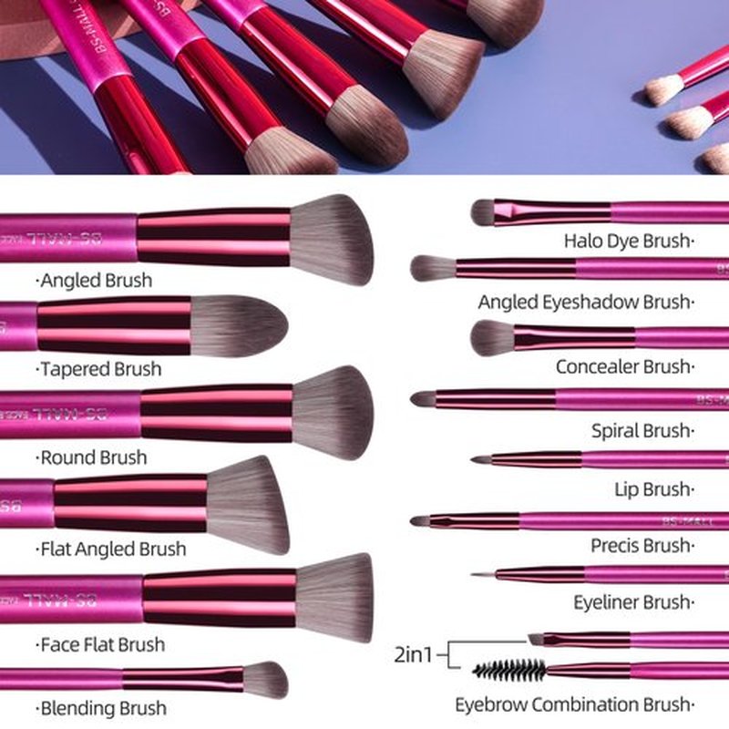 BS-MALL Makeup Brushes 14 pcs Makeup Tools Kit Premium Synthetic Powder Foundation Contour Concealers Lip Brushes with Makeup Sponge & Eyeshadow Applicator Kit