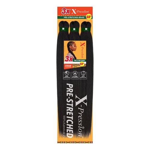 Sensationnel Xpression prestretched braiding hair - 3x xpression 58inch kanekalon fiber flame retardant smooth yaki braid - 3x x-pression 58 inch (1 pack, SM1B/350)