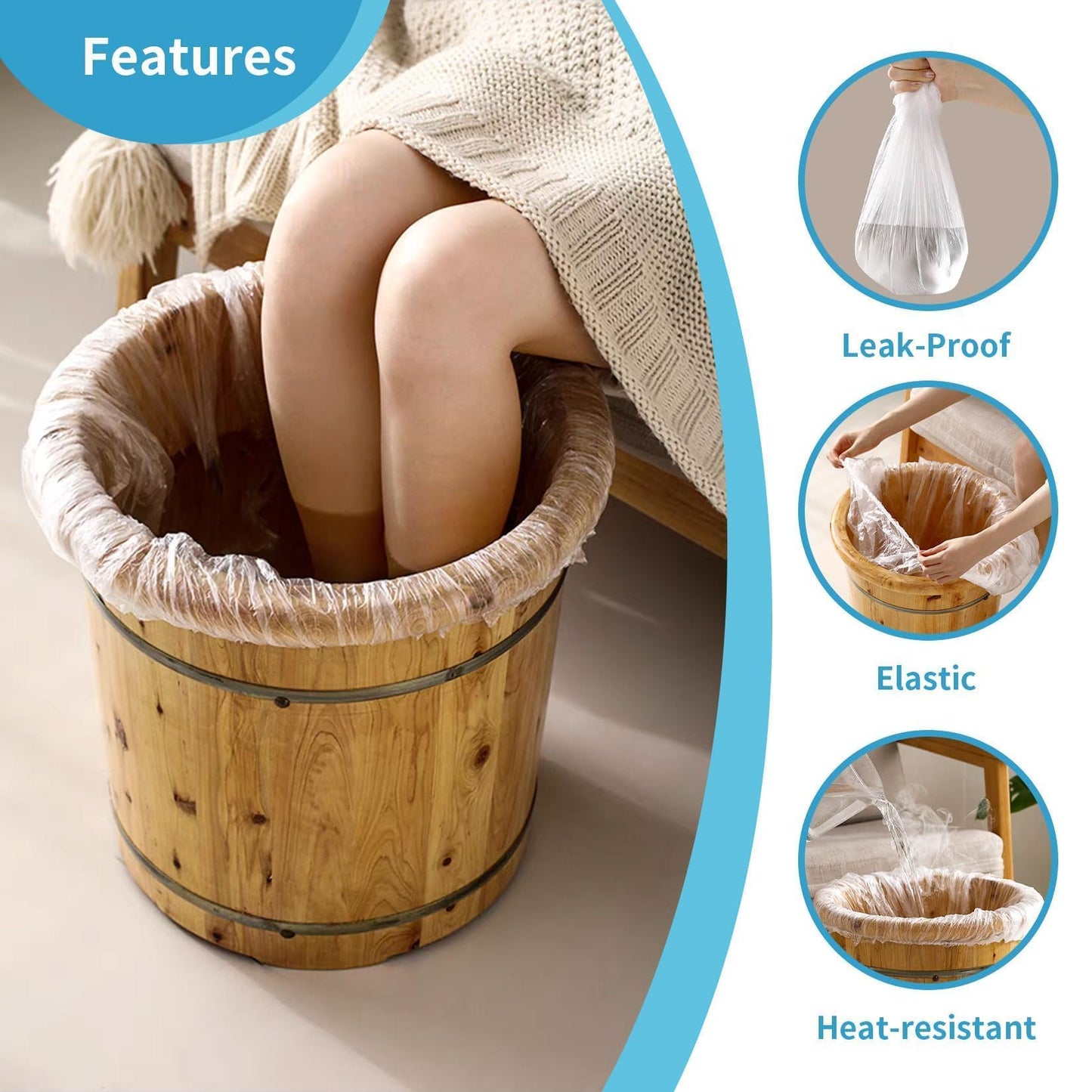 RAQEHO 25PCS Pedicure Liners Disposable - Plastic Footsie Footbath Foot Soak Bath Spa Pedicure Bowl Liners Disposable Covers Bags for Feet Basin Soaking Bucket Tub Productos Para Pedicura Spa Supplies