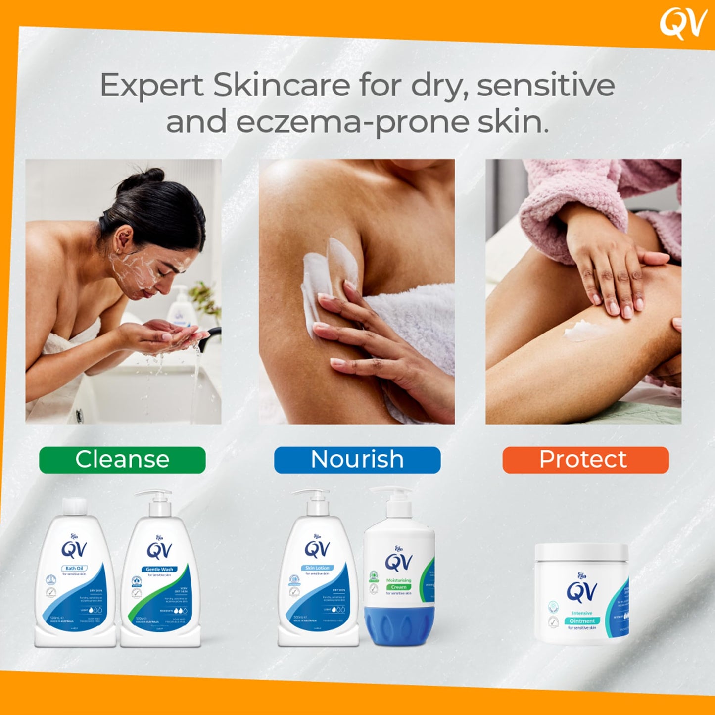 QV Cream with 10% Glycerin (500g) Rich Protective Moisturiser for Sensitive Dry Skin Fragrance Free Noncomedogenic Body Cream Hydrating Skin Care for Eczema Psoriasis Dermatitis Pump Dispenser Bottle