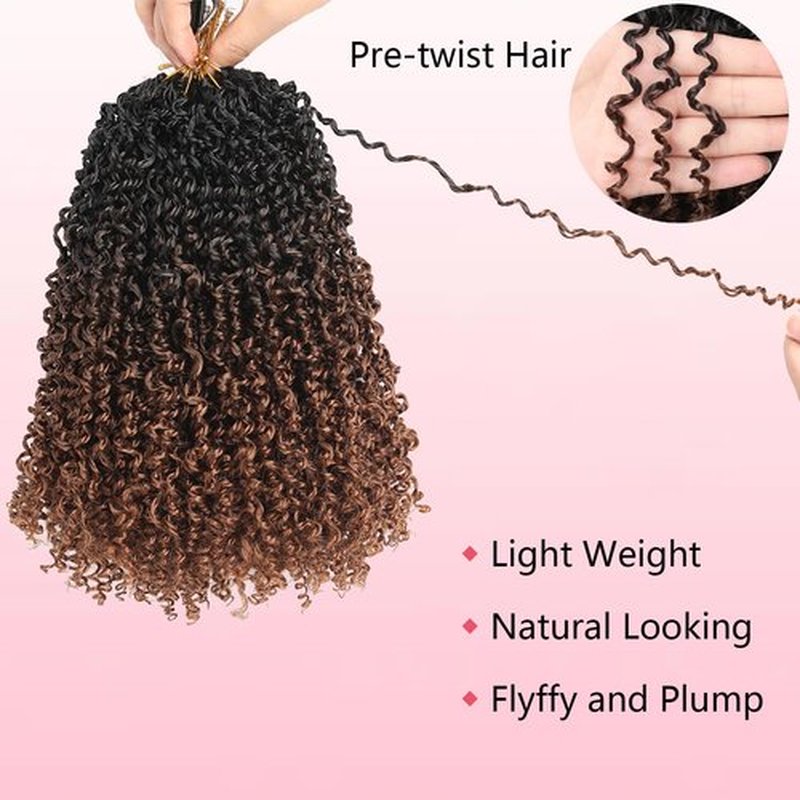 Fovbuty Yanky Twists Crochet Braids Hair Bohemian Ombre Brown Small Passion Twists Hair Senegalese Spring Twist Crochet Hair with Curls Synthetic Marlybob Crochet Braids Hair Extensions 1B/30#-9pack