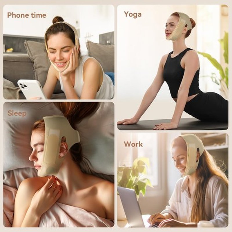 Reusable V Line Face Strap, Soft Silicone Chin Strap for Women 23-27 Inches(Skin tone)