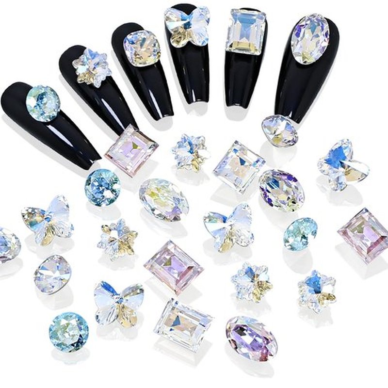 DONGZHOU 48pcs Nail Art Rhinestone Gems Mix Shape Point Back Fancy Stone Sew On Rhinestone Loose Crystal Sewing for Clothing Wedding Dress Nail Art Shoes Bags DIY Crafts(Colorful)