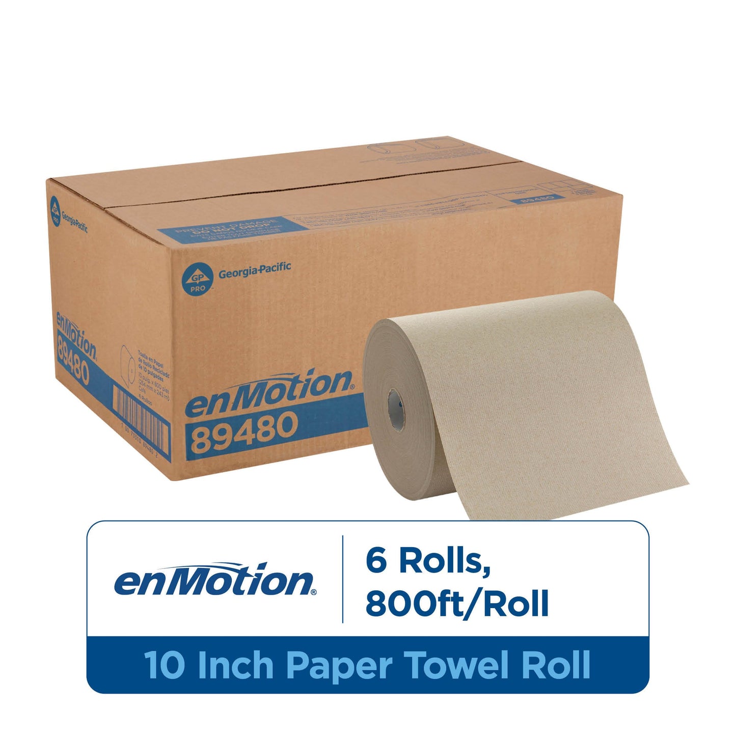 enMotion Georgia‑Pacific (by GP PRO) 10 in 800 Linear Feet Recycled Paper Towel Roll, Brown, 6‑Roll Case Paper Towel Rolls, 89480