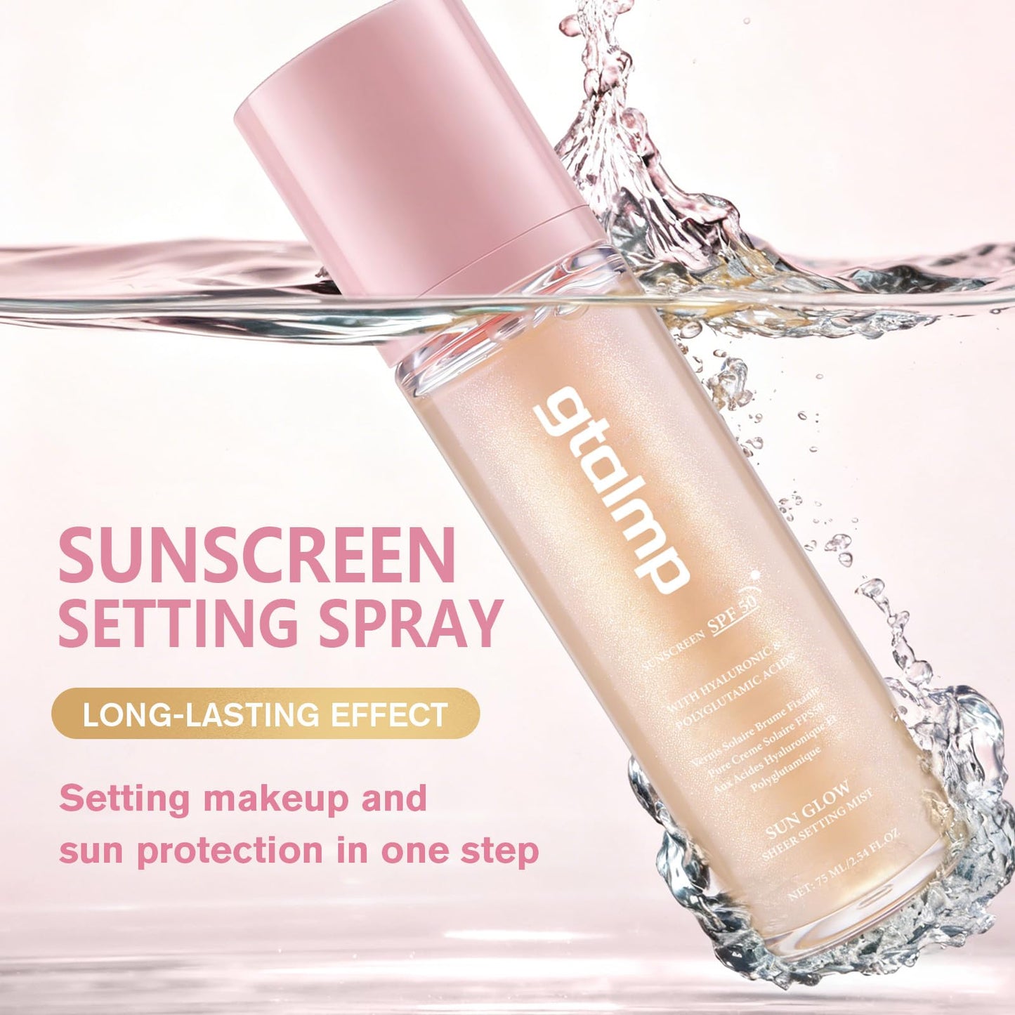 Glitter Sunscreen Spray SPF 50, Sheer Face & Body Setting Mist, 2.54 fl oz