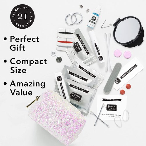 Pinch Provisions Minimergency Kit for Brides White Iridescent, Includes 21 Must-Have Emergency Essentials for Your Big Wedding Day, Compact, Multi-Functional Zipper Pouch, Perfect Survival Kit Gift