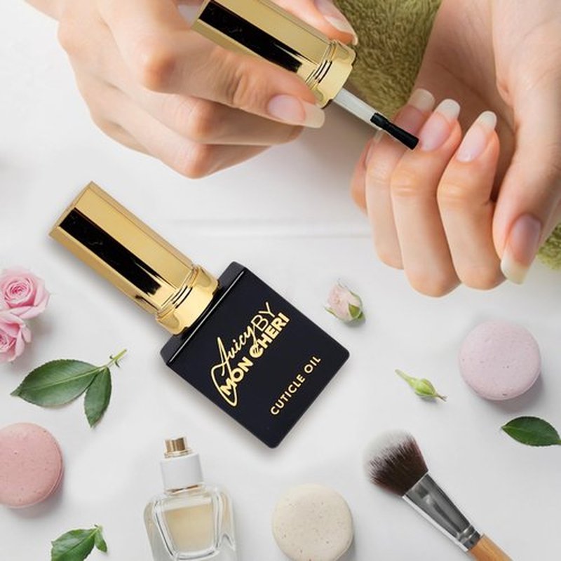 Juicy by Mon Cheri Nail Perfection Cuticle Oil: Moisturizes, Repairs, and Promotes Growth for Stronger, Healthier Nails. Ideal for Natural Nails. 10ml Red Hot Banana Golden Touch Treatment.